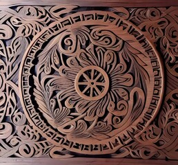 Vibrant Wooden Floral Designs as a Striking Background.