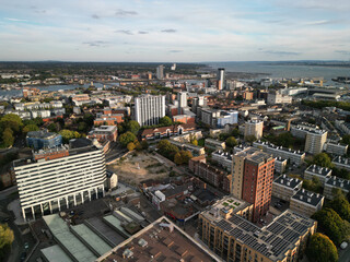 Fototapeta premium Southampton City Centre, Highstreet, Drone Aerial Shot with DJI Mini 3 Pro Drone