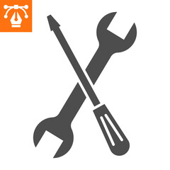Tools solid icon, outline style icon for web site or mobile app, car service and kit, screwdriver and spanner vector icon, simple vector illustration, vector graphics with editable strokes.