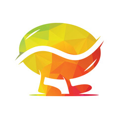 Bean Coffee Running Logo Design. Walking Coffee Logo Template.	