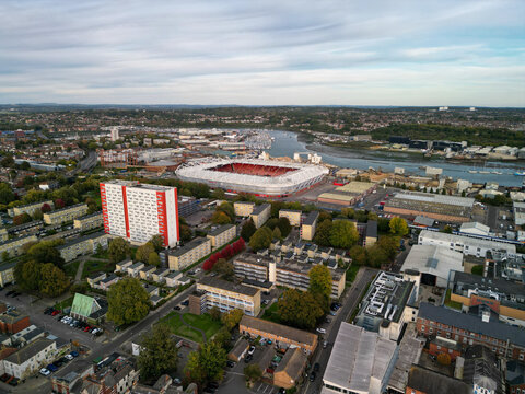 Southampton St Marys, Drone Aerial Shot With DJI Mini 3 Pro Drone