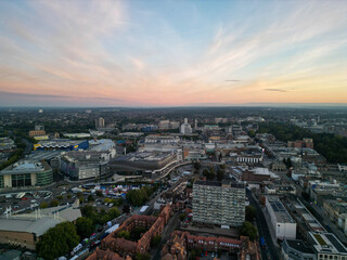 Fototapeta na wymiar Southampton City Scape, Drone Aerial Shot with DJI Mini 3 Pro Drone Sunrise