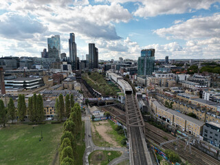 Fototapeta na wymiar London Shoreditch, Brick Lane, Aerial View, Underground, City View, Drone Shot Mini 3 Pro