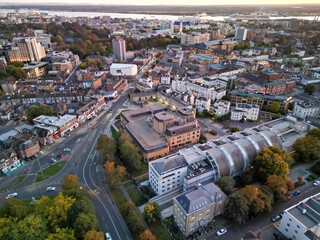 Southampton The Avenue, Drone Aerial Shot with DJI Mini 3 Pro Drone early evening.