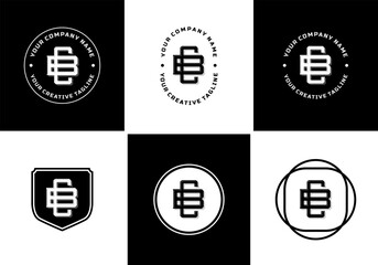 Letters BC or CB monogram template logo initial, badge design - obrazy, fototapety, plakaty