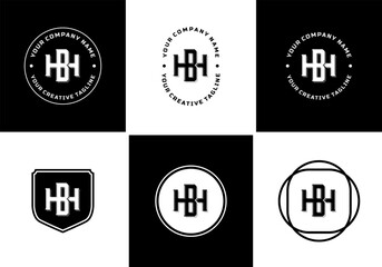 Letters BH or HB monogram template logo initial, badge design