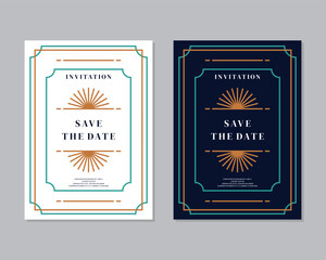 Art deco wedding invitation card vector. Luxury classic antique cards design for VIP invitation