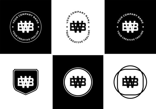 Letters BW or WB monogram template logo initial, badge design