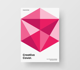 Fototapeta premium Original journal cover vector design concept. Colorful mosaic hexagons poster template.