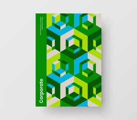 Modern leaflet A4 vector design illustration. Minimalistic geometric hexagons company brochure concept.