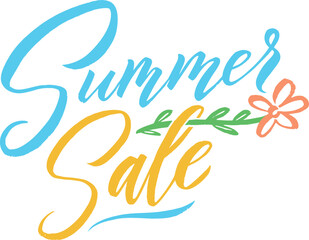 Fototapeta na wymiar Summer sale lettering. Color handwritten season offer logo