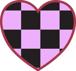aesthetics cute checkerboard heart shape decoration