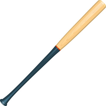 Baseball bat cartoon icon. Wooden sport equipment