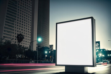 Digital Media Blank billboard , signboard for product advertisement .design , advertising light box billboard, Generative Ai - obrazy, fototapety, plakaty