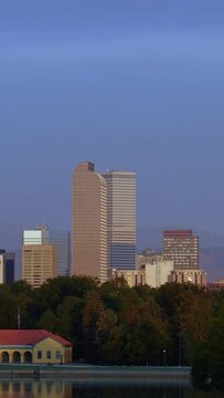 Vertical Video Downtown Denver Skyline Timelapse