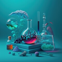 chemistry lab, generative AI  - obrazy, fototapety, plakaty