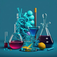 chemistry lab, generative AI  - obrazy, fototapety, plakaty
