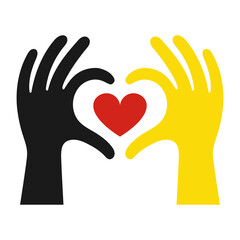 Red heart in hands. Illustration