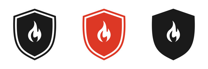 Fire shield. Set of illustrations