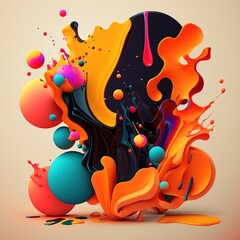explosion of colored paint on a bright background, generative AI