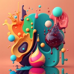 explosion of colored paint on a bright background, generative AI