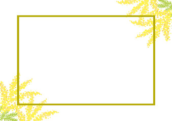ミモザの背景　フレーム　ミモザ　ミモザのイラスト　花