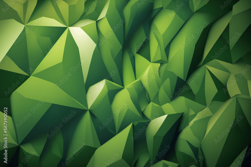 Poster elegant background made of polygons in a shade of green. generative ai