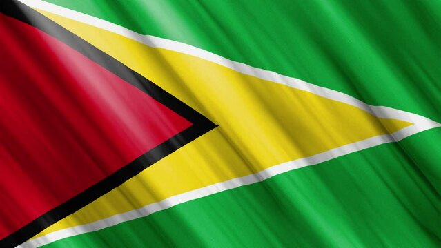official waving flag of guyana, independence day concept, 4K