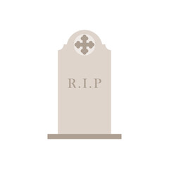gravestone flat design illustration isolated on white background. tombstone icon for cemetery and graveyard illustration