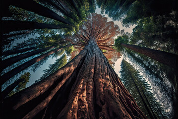 Look up at the Redwood Trees - obrazy, fototapety, plakaty