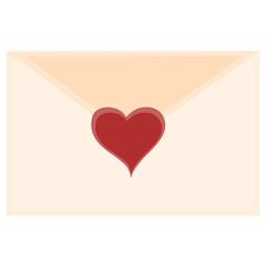 Valentine's day icon, vector, cartoon illustration. Love letter in envelope with heart shaped stamp. It can be used for social media content, greeting cards and presentations