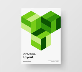 Fototapeta premium Colorful geometric hexagons presentation layout. Unique front page A4 design vector template.