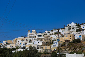 view of village on island Milos, Greece