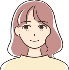 Obraz premium ウェーブヘアの若いアジア人女性の顔