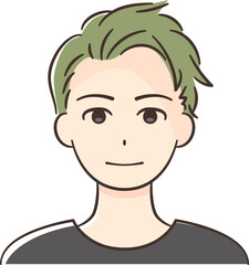 ツーブロックヘアの若いアジア人男性の顔