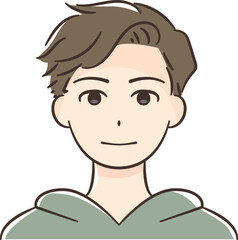 ツーブロックヘアの若いアジア人男性の顔