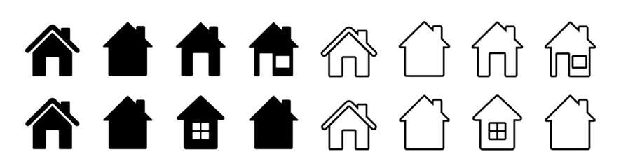 Home icon. House symbol set