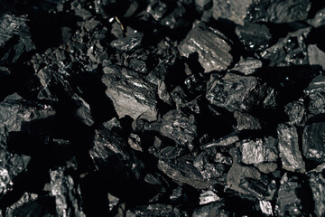 Close-up of black coal stones. fuels and minerals.. - obrazy, fototapety, plakaty