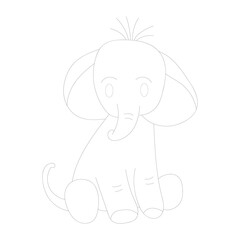 Elephant one-line drawing with coloring pages