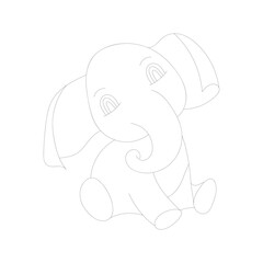 Elephant one-line drawing with coloring pages