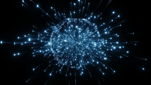 Seamless futuristic  animation of user interface FUI HUD world data screen design. Technology UI background. Big data concept.