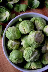 White bowl with delicious brussels sprouts