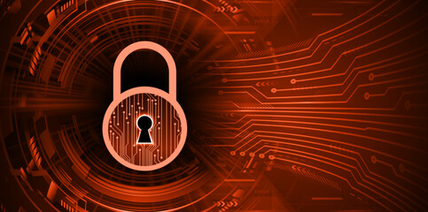 Closed Padlock on digital background, cyber security