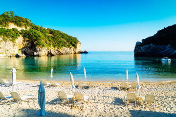 Paleokastritsa beach on Korfu, Greece - obrazy, fototapety, plakaty