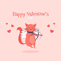 Happy Valentines day, funny cupid cat