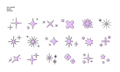 キラキラ/光/輝きのアイコン・装飾・イラストベクターセット