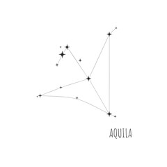 Simple constellation scheme Aquila. Doodle, sketch, drawn style, set of linear icons of all 88 constellations. Isolated on white background © iryna