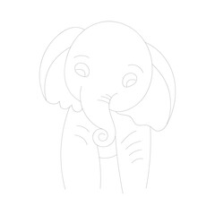 Elephant one-line drawing with coloring pages