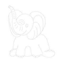 Elephant one-line drawing with coloring pages