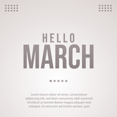 Hello March, vector banner design template